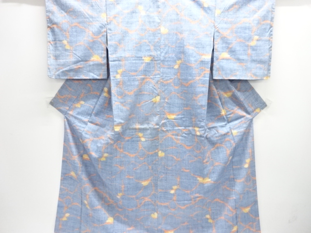 JAPANESE KIMONO / ANTIQUE KIMONO / SILK / TSUMUGI / WOVEN FLOWERS